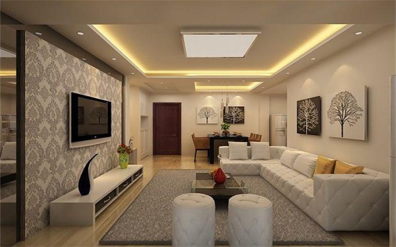 现代简约三居室客厅吊顶装修效果图欣赏