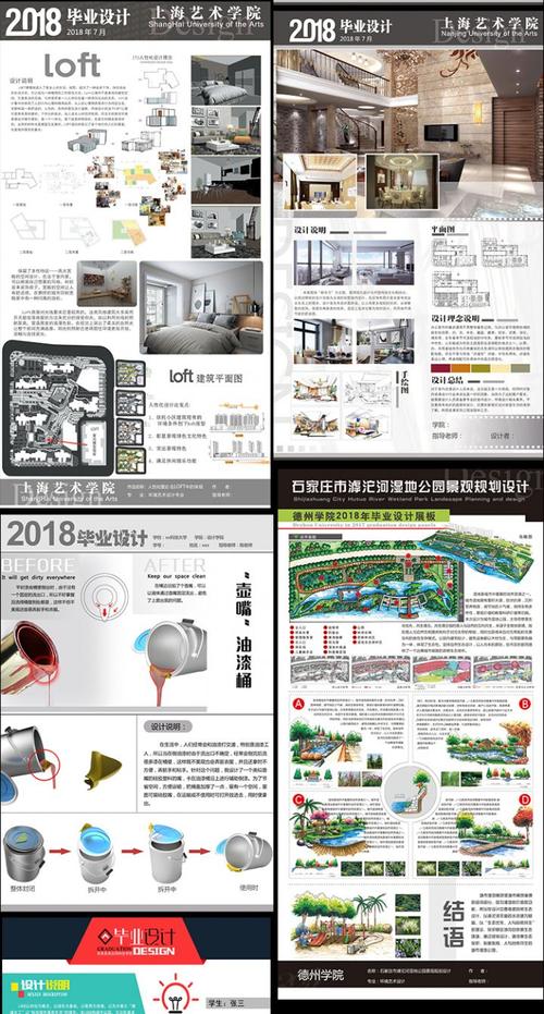 毕业生排版psd环境景观建筑室内产品工业设计作品ps展板模板