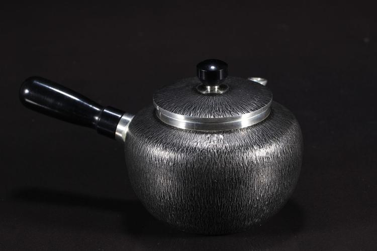 lot10日本锡器大阪锡器锡半本锡嵯峨野细毛目纹煎茶器套组