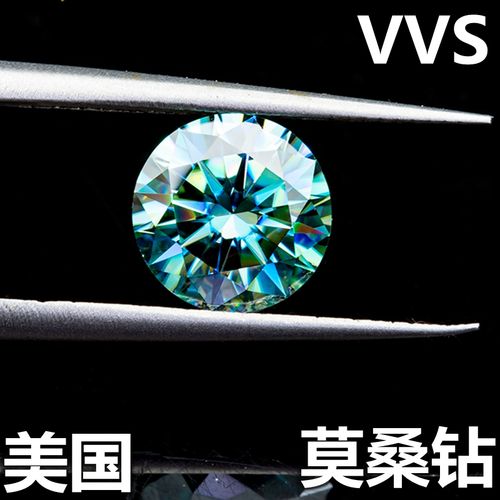 正品美国莫桑钻裸石圆形祖母绿色莫桑石戒指主石吊坠耳钉克拉裸钻