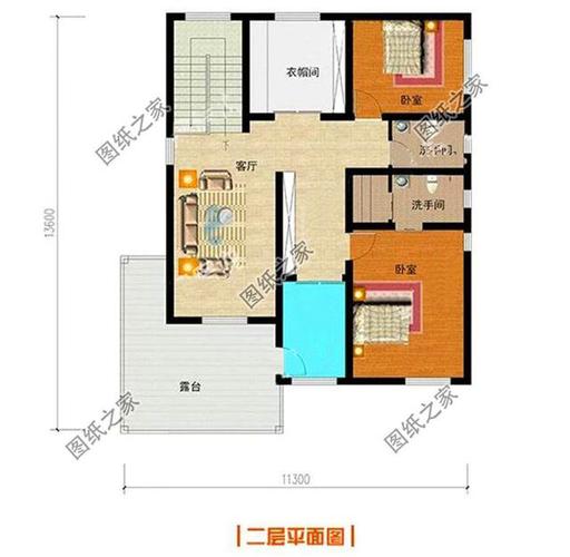 户型二:农村15万新 中式二层别墅设计图,占地110平方米