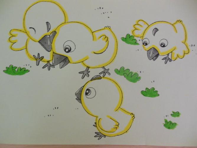 美术: 小鸡吃虫