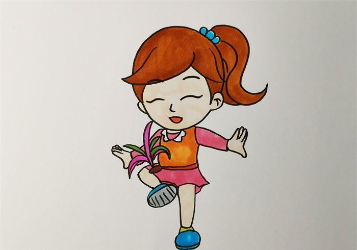 小朋友踢毽子简笔画