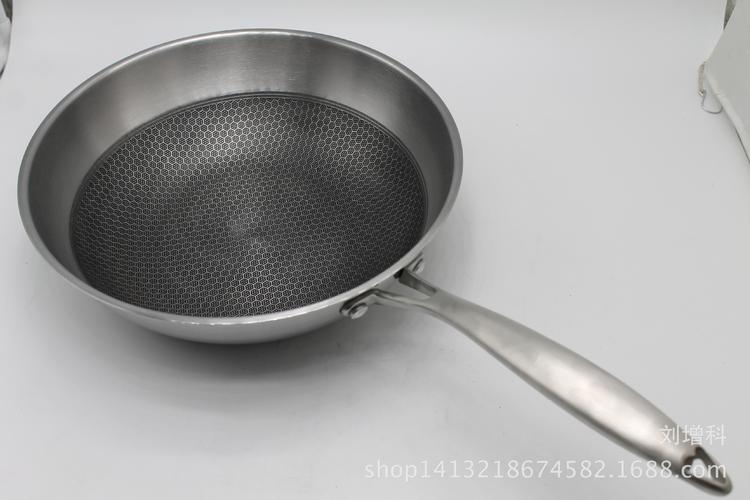 批发米塔尔不锈钢真不粘炒锅 无烟锅 不粘锅平底炒锅32cm礼品炒锅