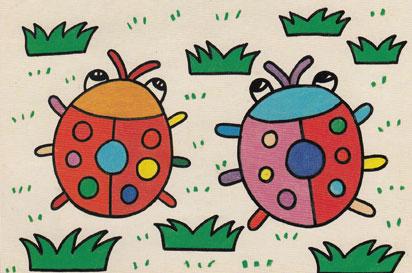 幼儿教育:水粉画《两只七星瓢虫》-中大网校儿童教育网