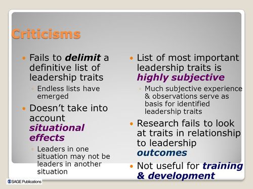 criticisms fails to delimit a definitive list of leadership