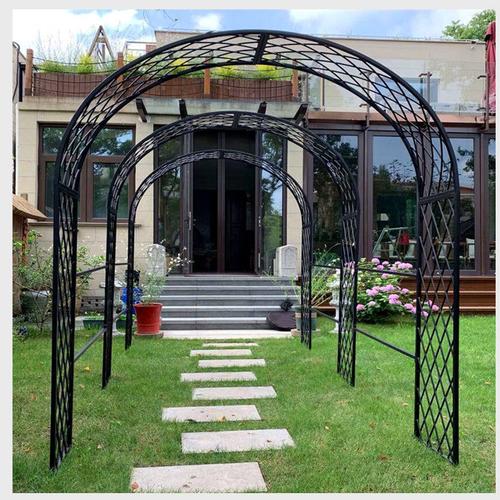 欧式花园拱门花架爬藤架户外庭院月季鲜花网格门爬藤架铁艺葡萄架