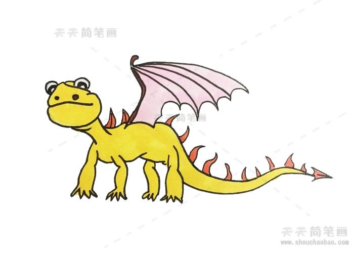 卡通翼龙简笔画超容易画法,翼龙简笔画怎么画好看