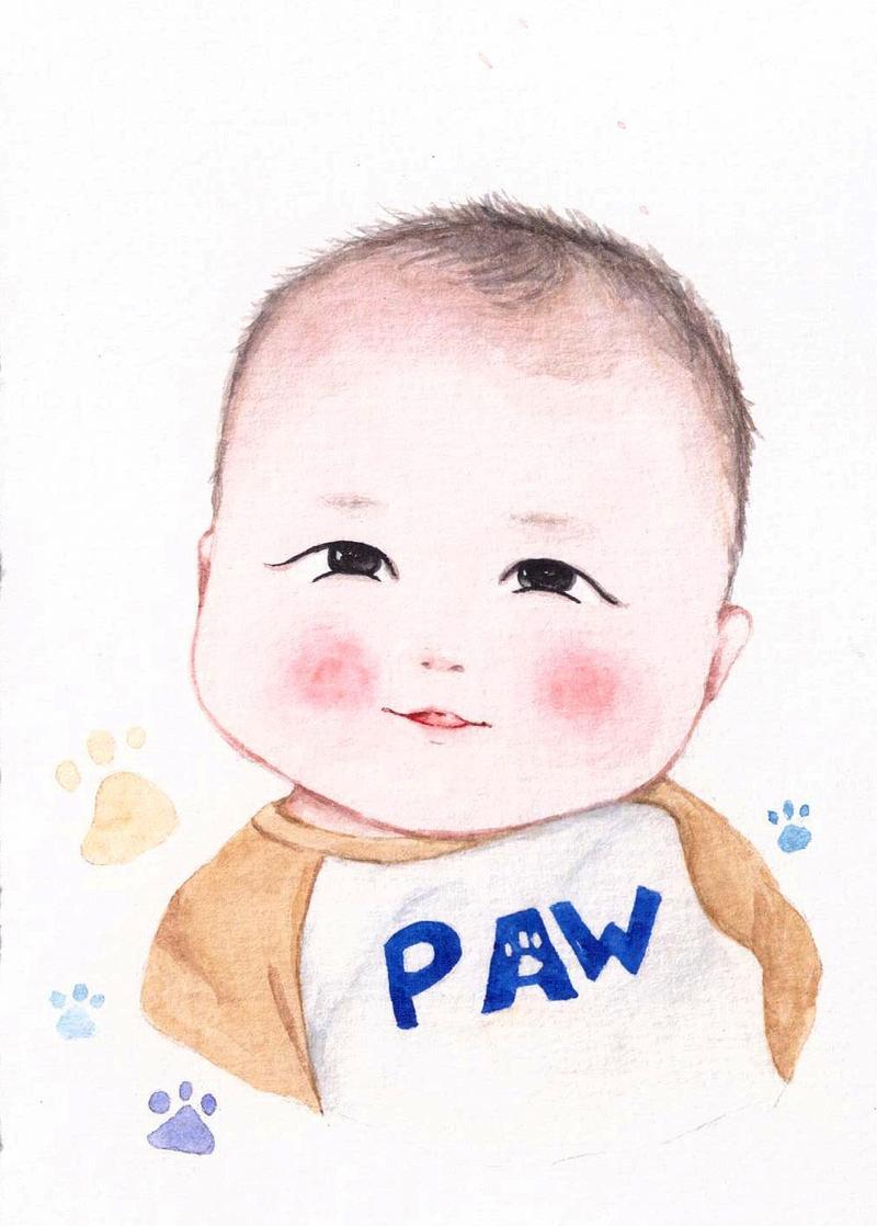 萌娃宝宝可爱手绘水彩画像
