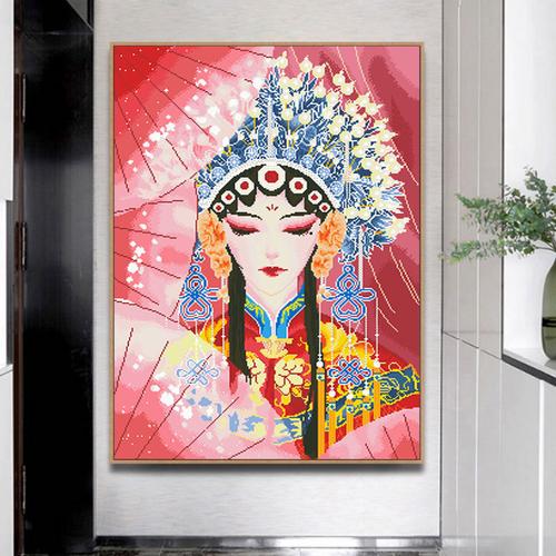 满绣十字绣新款古风美女京剧脸谱花旦人物客厅卧室满钻5d钻石画