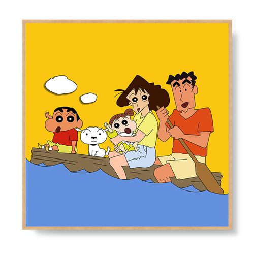 [大画王] 梦儿童卡通蜡笔小新一家子客厅温馨装饰画 a 数字油画哆啦