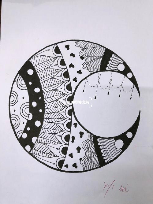 黑白装饰画 | 点线面 | 月亮 |_装饰画_黑白装饰画_文化_绘画