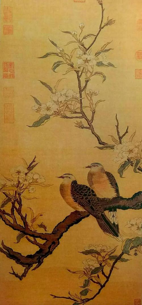 沈子蕃,《花鸟图》轴,南宋,缂丝,台北故宫博物院藏.