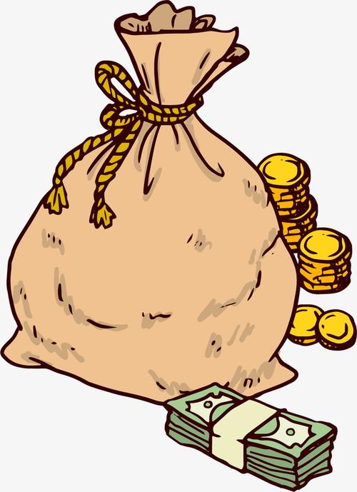 矢量图手绘一麻袋金币