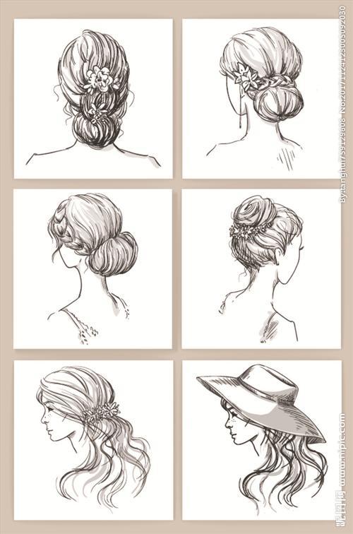 素描女人背影矢量图形图片