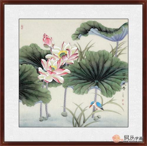 家里挂什么画风水好 王一容荷花图让生活和和美美