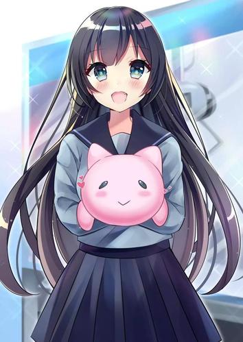 二次元动漫美图:可爱的黑发美少女