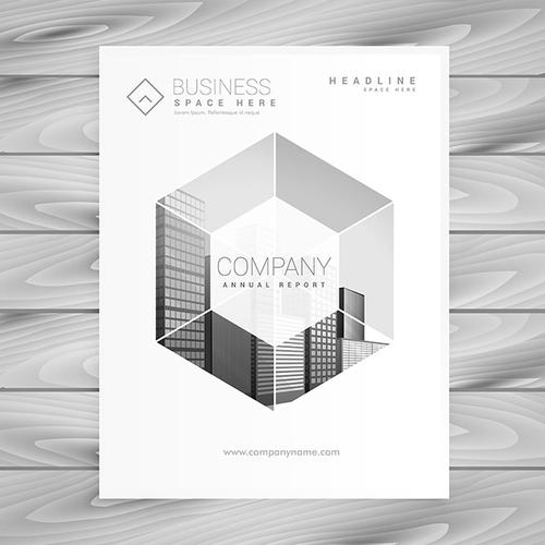 科技感建筑六边形简约时尚的样本封面画册封皮设计矢量图素材源文件