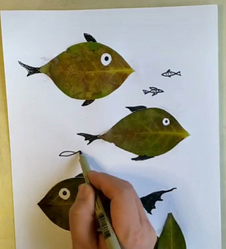 美术生用树叶作画,开始:想得挺不错,结果:这么简单的吗?