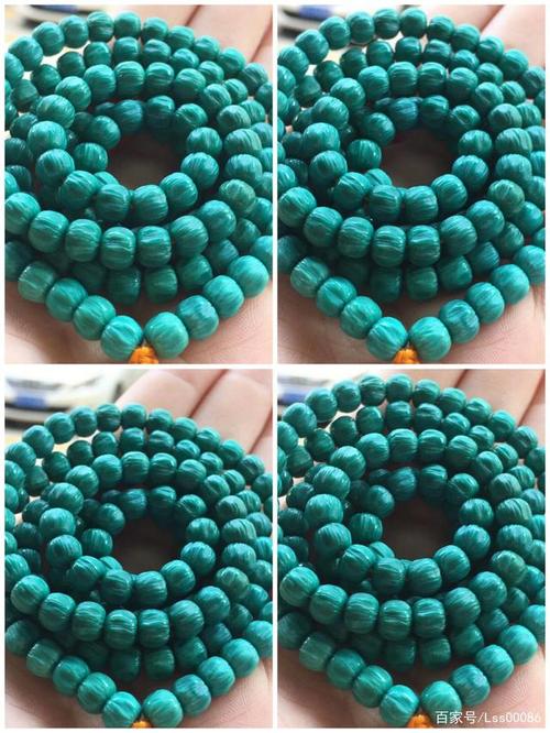 原矿绿松石108佛珠手串戒指
