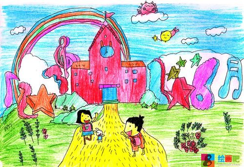 开学了儿童画图片大全_绘画吧-画画