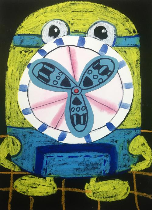 幼儿园创意美术图片大全 电风扇蜡笔画图片作品欣赏