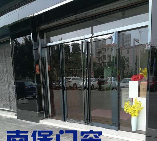 公司商铺门面地弹簧玻璃门不锈钢黑钛金 玫瑰金 钛金