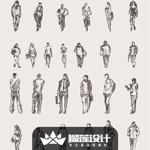 手绘速写人物走路跑步骑车模特梯台动态ai矢量设计素材 026