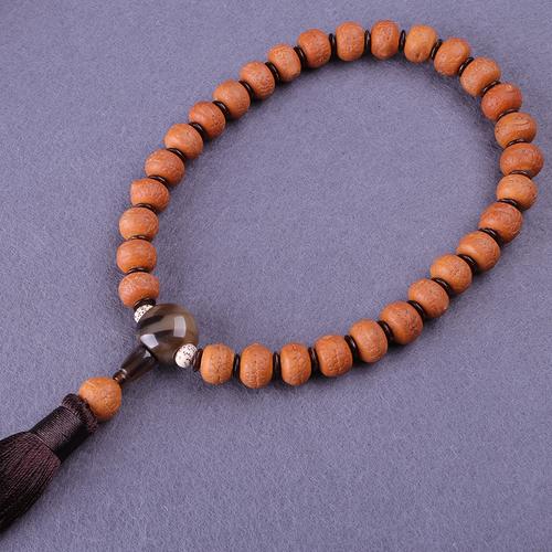 藏式姜黄皮凤眼菩提长款手串男士手持原籽文玩素珠串