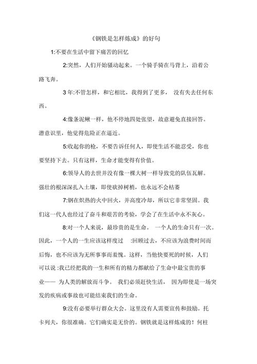 《钢铁是怎样炼成》的好句