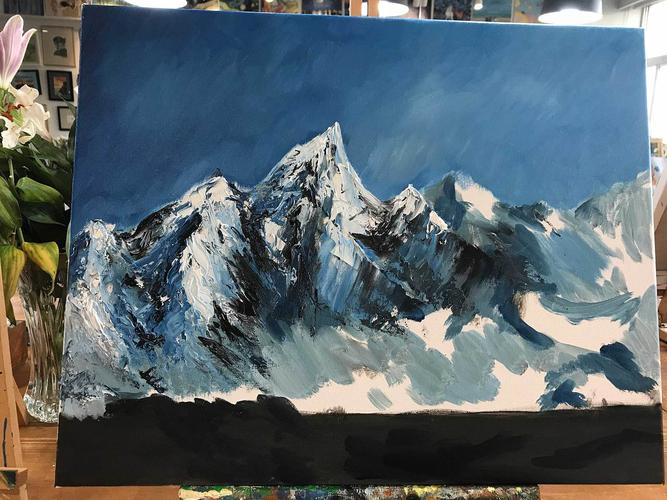 刮刀油画雪山|插画|其他插画|kidi丶 - 临摹作品