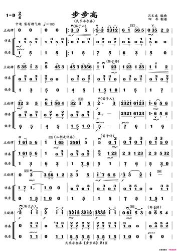 《步步高(民乐小合奏)》原创简谱,吕文成作曲 - 总谱