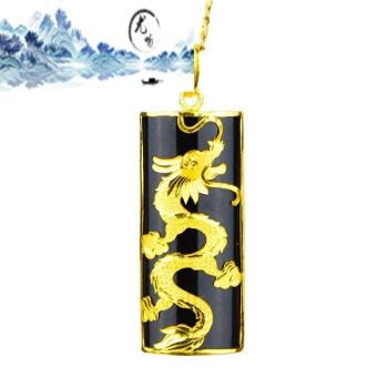 老凤祥同款黄金龙凤吊坠999足金镶嵌和田墨玉天然挂坠顺丰带生日礼物