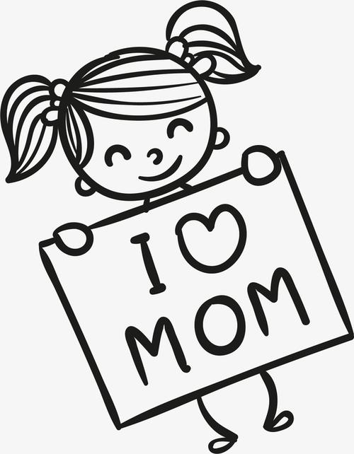 矢量图妈妈我爱你漫画