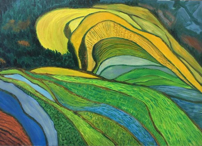 甘华绳《梯田春二》布面油画50/70cm