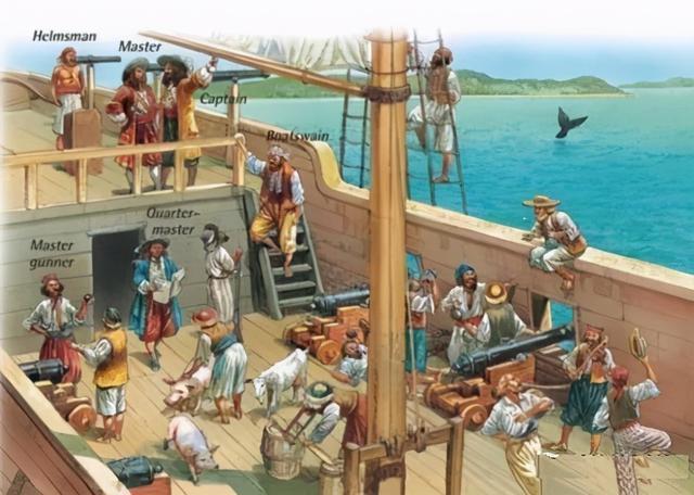 (麦哲伦与水手们)对于他们来说,船上的生活就如陆地上一样,每个人都要