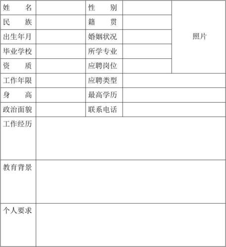 个人求职信息表