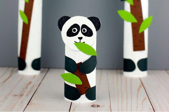 儿童环保手工:卫生纸筒废物利用制作立体大熊猫(步骤图解)