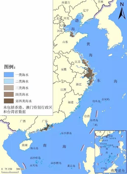 2018年夏季中国管辖海域水质分布示意图