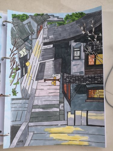 临摹,马克笔,夜景,街景,手绘_街景_夜景_手绘_马克笔