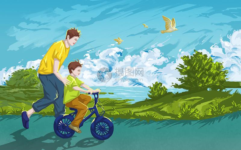 学自行车的父子