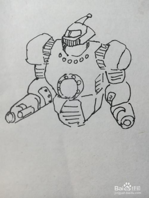 第四步画出战斗机器人的两条胳膊.