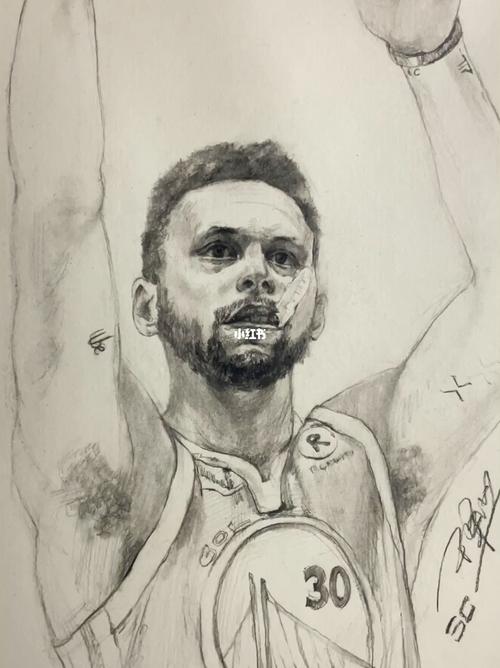 萌神_库里_素描_文化_绘画