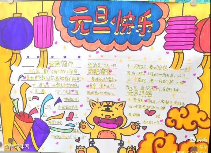 2022欢庆元旦手抄报绘画