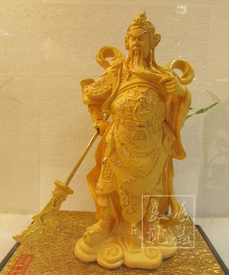 关圣帝君黄金摆件绒沙金金身关公关二爷关羽武财神