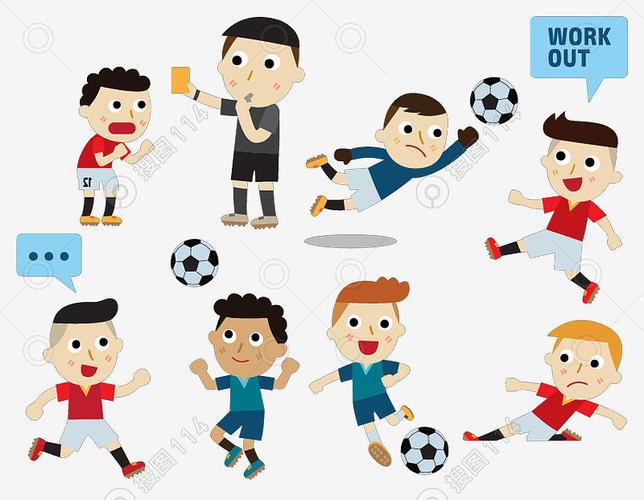 教练训练运动卡通儿童踢足球