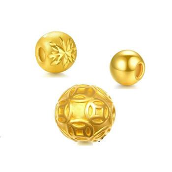 老凤祥风格情人节礼物小金珠散珠黄金999足金转运珠手链diy隔珠手串配