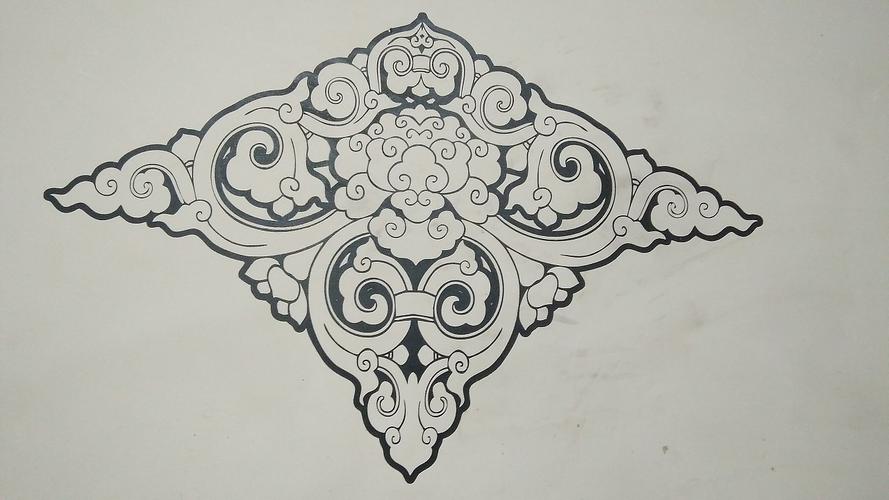 白族民居白族文化墙体彩绘山墙花纹制作