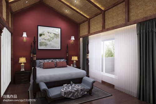 新古典别墅斜顶卧室装修效果图欣赏