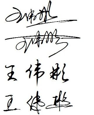 求一笔签名及公务签名,最好多几个款式选择, 王伟彬
